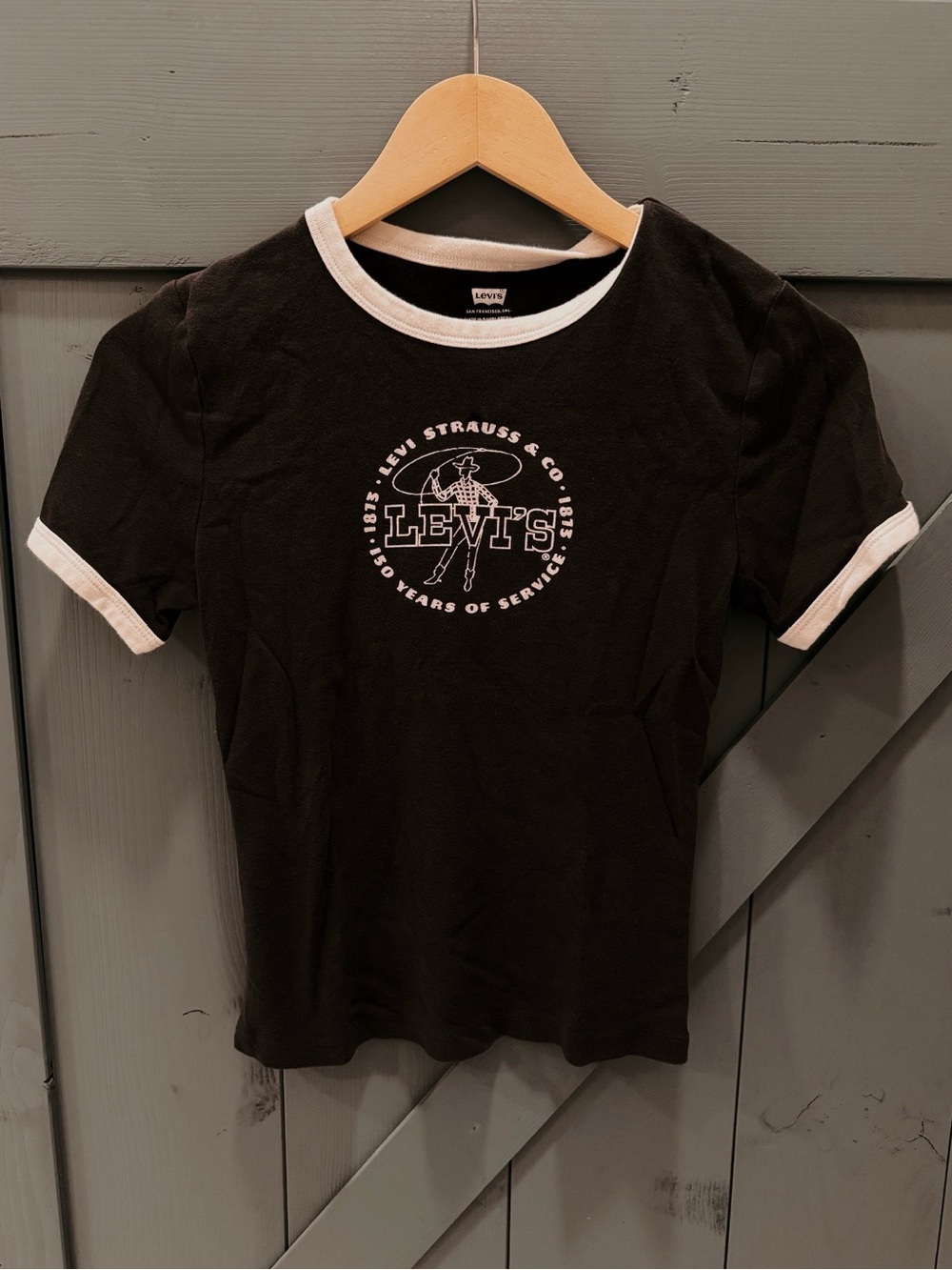 Levi's Womens Black Ringer Tee with White Trim